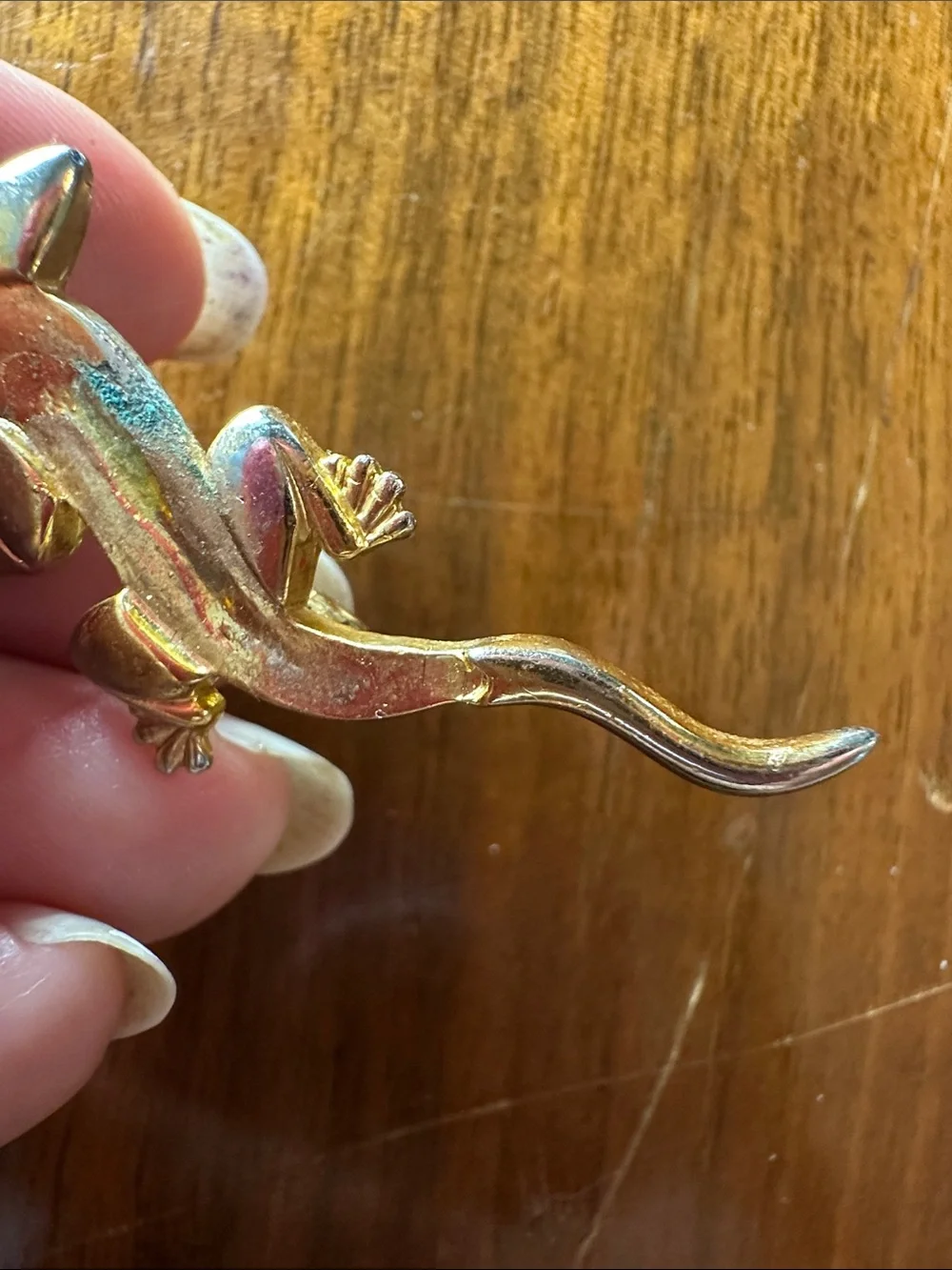 Vintage Gold Tone Lizard Brooch Pin